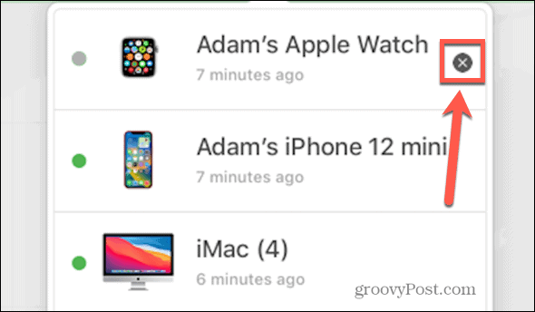 icloud odebrat Apple Watch x