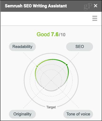 Semrush SEO Writing Assistant Upravené skóre