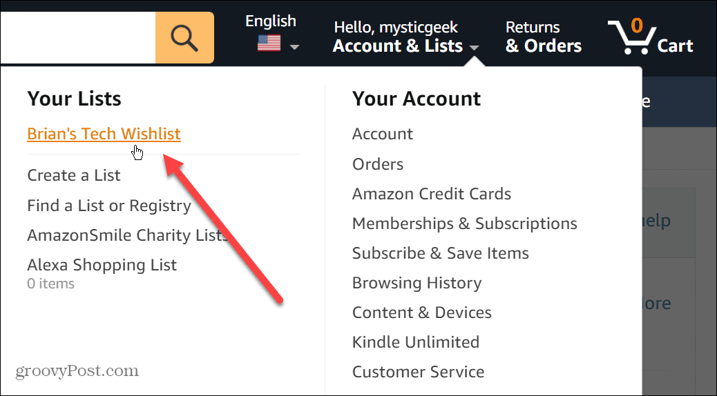 Sdílejte seznam přání Amazon