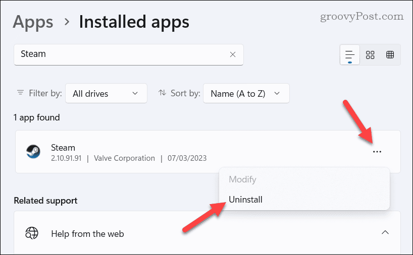 Odinstalujte Steam