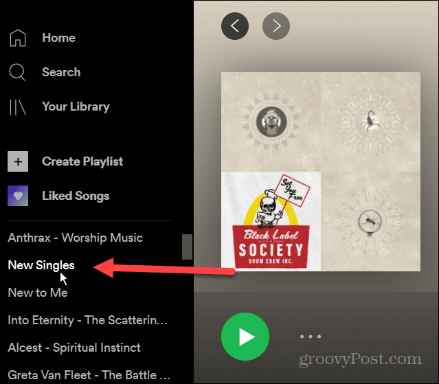 vyberte seznam skladeb Spotify desktop