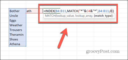 vzorec pro shodu indexu Excel