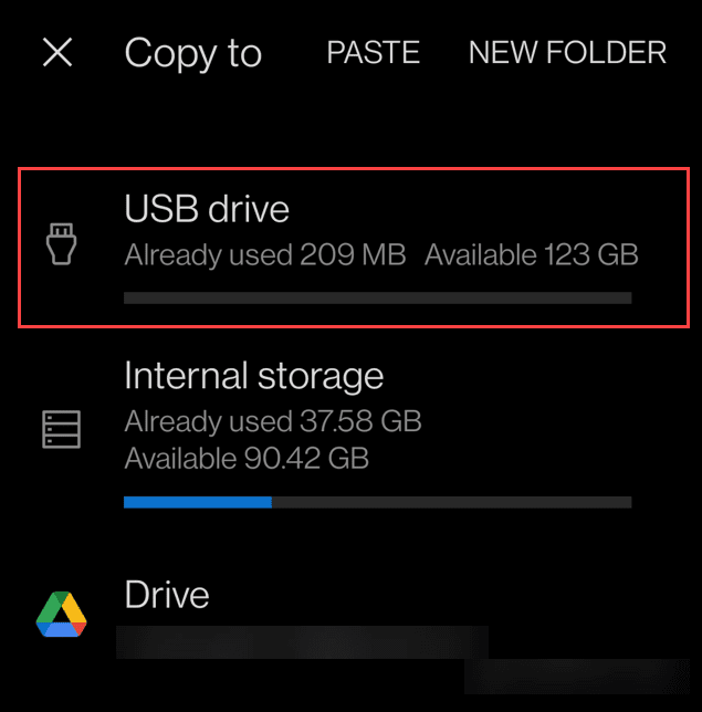 Přeneste fotografie z Androidu na USB disk