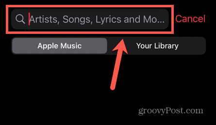 pole vyhledávání hudby apple