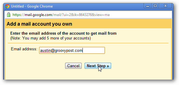 přidat e-mailovou adresu