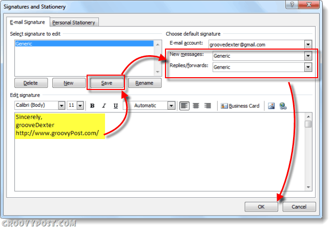 Jak přidat svůj podpis do e-mailů aplikace Outlook 2010