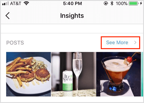 Instagram Insights posts Zobrazit více
