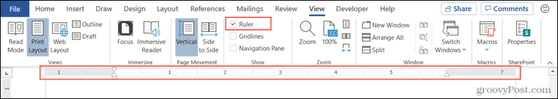 Zobrazit pravítko v aplikaci Word