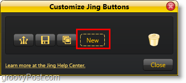 kliknutím na nové tlačítko přidáte nové tlačítko sdílení jing