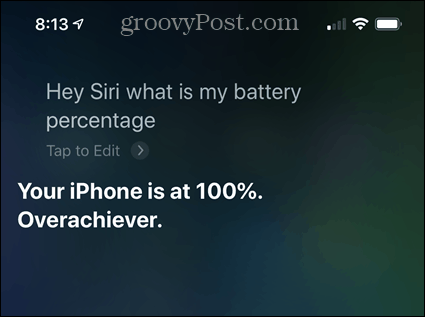 Zkontrolujte procento baterie iPhone pomocí Siri