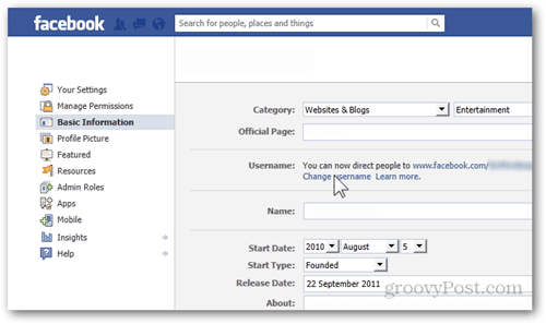 facebook nastavení preference základní informace uživatelské jméno změnit uživatelské jméno