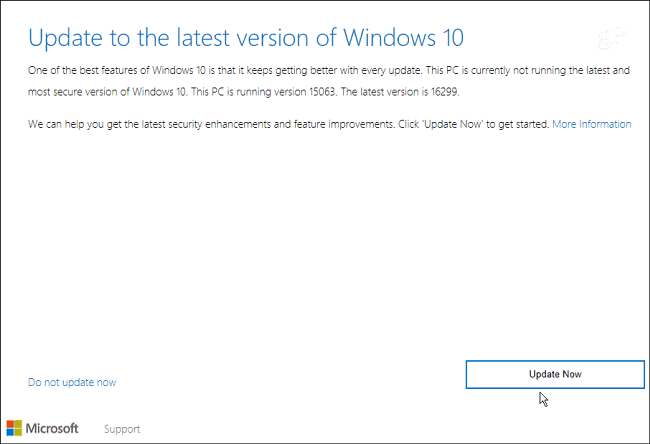 aktualizovat pomocníka Windows 10