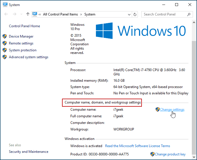 Změnit nastavení Ovládací panel systému Windows 10