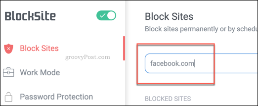 Přidání blokovaného webu do blokového seznamu BlockSite v Chromu
