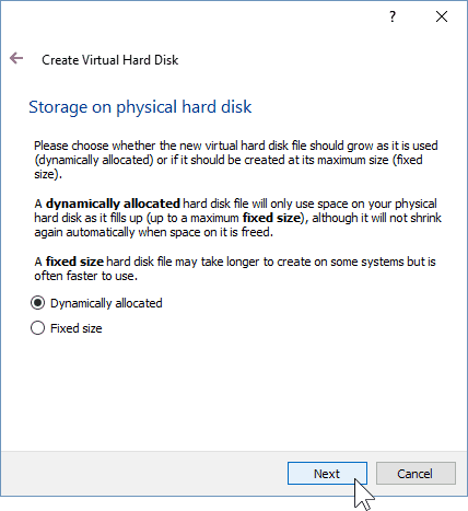06 Určení typu úložiště pro VM (instalace Windows 10)