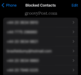 seznam blokovaných kontaktů iphone