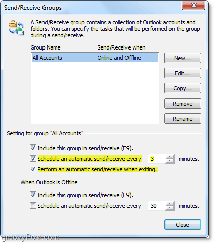 upravit automatické odesílání a přijímání času v aplikaci Outlook 2010