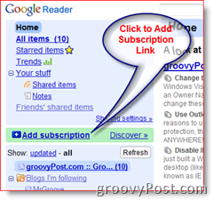 Jak na to Google Reader Přidejte předplatné RSS kanálu