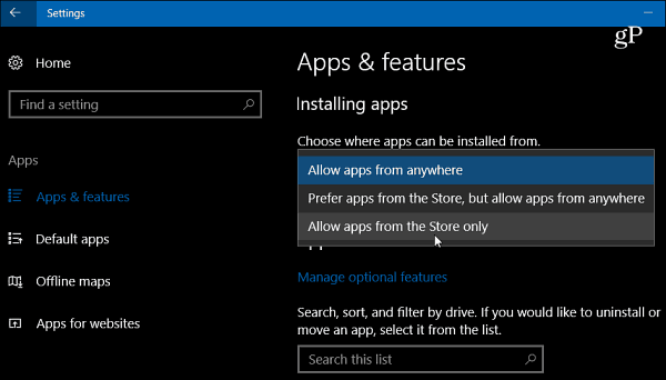 Aktualizace tvůrců systému Windows 10 přináší nové nastavení pro instalaci aplikací pro stolní počítače