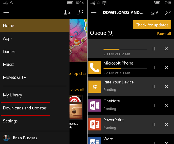 ruční aktualizace aplikací Windows 10 Mobile