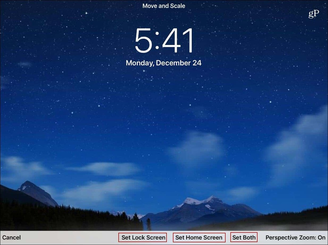 Nastavit uzamčení obrazovky měřítka zoomu tapety iPad
