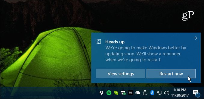 Restartujte požadovanou kumulativní aktualizaci systému Windows 10