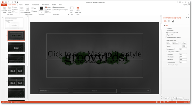 Vytvoření šablony Office 2013 Vytvoření vlastního designu POTX Přizpůsobení snímků Prezentace Výukový program Jak na pozadí