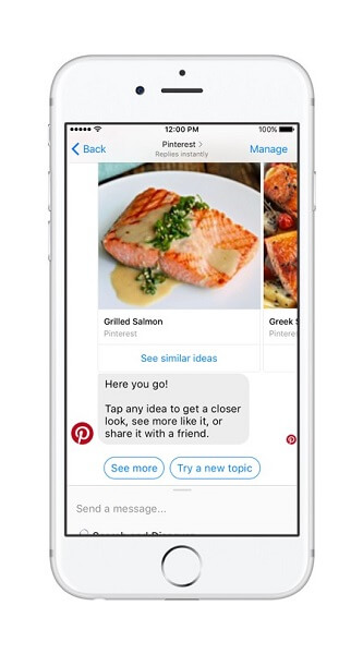 Bot robota přináší do služby Messenger sílu Pinterest Search a doporučení.