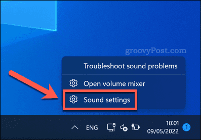 Otevřete nastavení zvuku ve Windows 11