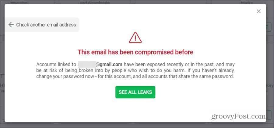 upozornění na únik e-mailu