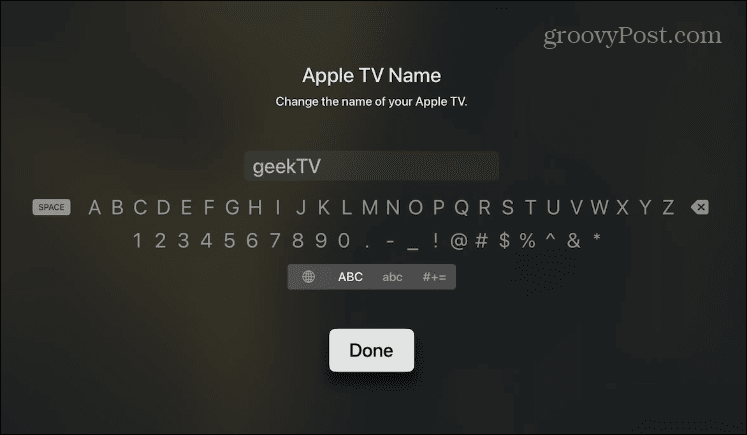 Změňte název své Apple TV