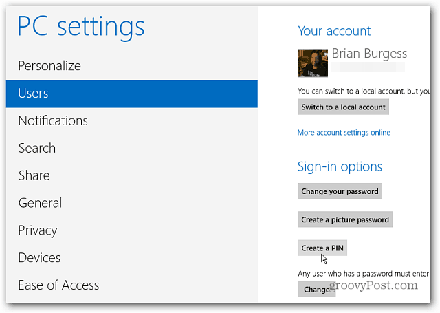 Windows 8: Vytvořte číslo PIN pro přihlášení
