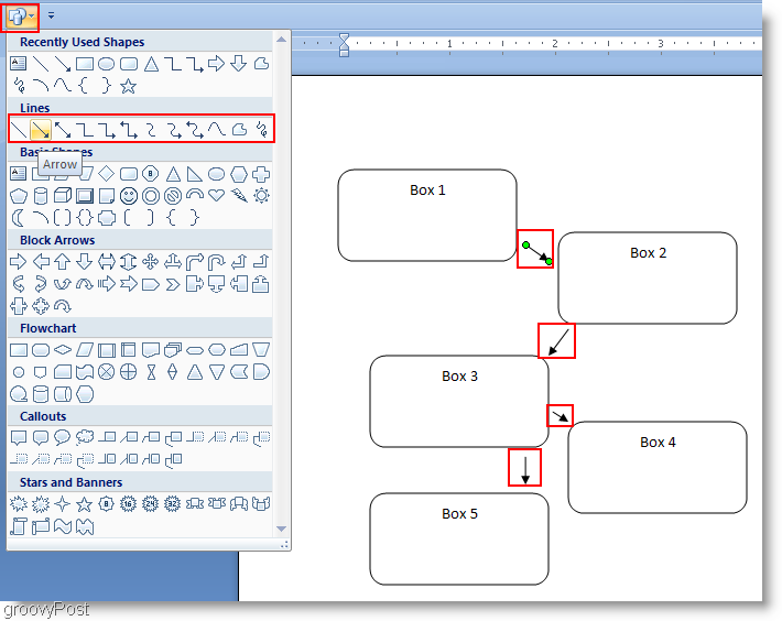 Vývojový diagram Microsoft Word 2007 LInes