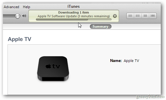 Průběh aktualizace Apple TV