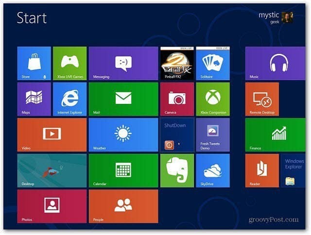 Vytvořit Windows 8 Start Screen Shutdown Tile