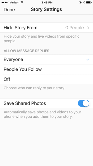 Před spuštěním zkontrolujte nastavení Instagram Story.
