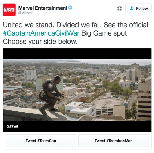 Marvel twitter konverzační reklama