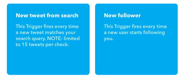 Zvolte Nový Tweet z vyhledávání pro aktivaci vašeho appletu IFTTT.