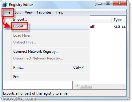 export registru systému Windows 7 a Vista