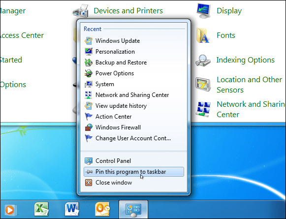 Ovládací panel systému Windows 7