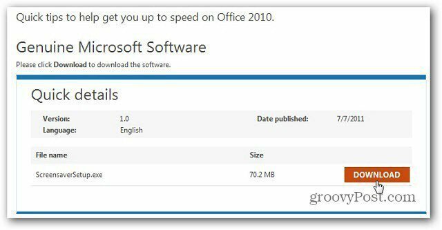 Naučte se Office 2010 pomocí spořiče obrazovky