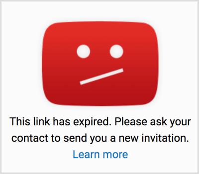 Platnost odkazu na pozvánku na YouTube vypršela