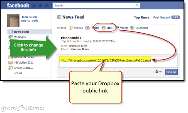 Facebook + Dropbox: Streamování MP3 zdarma na Facebooku