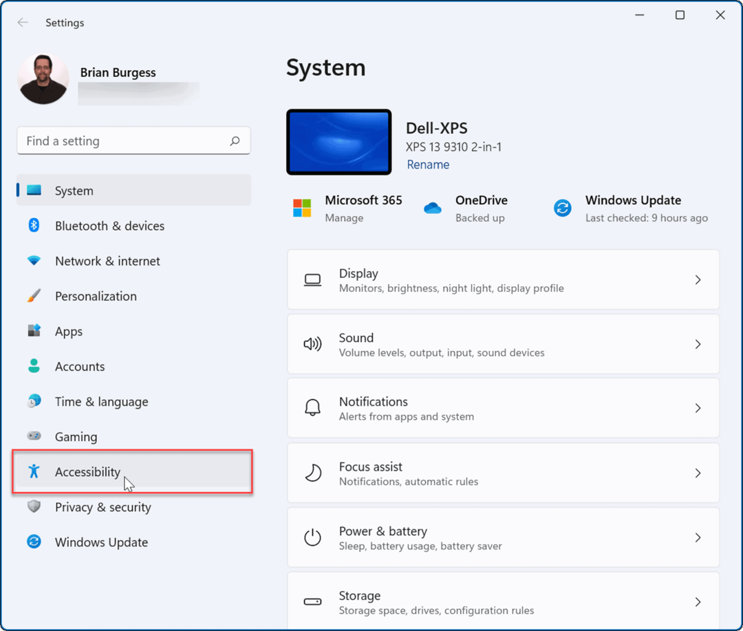 Nastavení Windows 11 Usnadnění