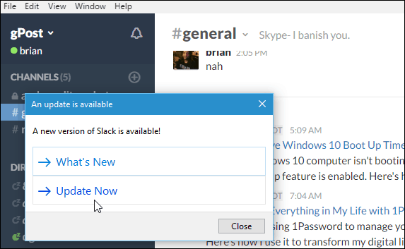 Slack Windows Desktop App aktualizován na 2.0.1