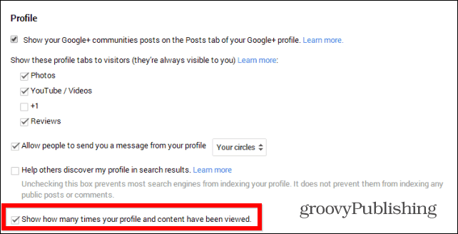 Tip Google+: Skrýt počet zobrazení vašeho profilu