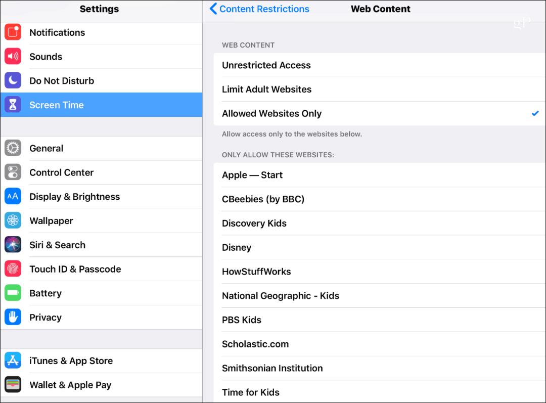 Časová omezení obsahu iOS 12 na obrazovce