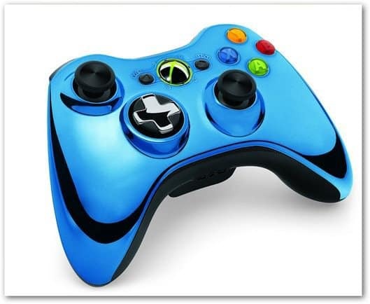 Chromový ovladač Xbox 360 modrý