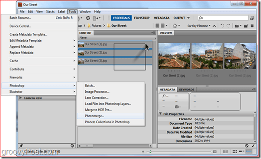 Jak vytvořit panoráma pomocí Adobe Bridge a Adobe Photoshop