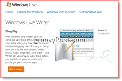 Stránka ke stažení Windows Live Writer 2008